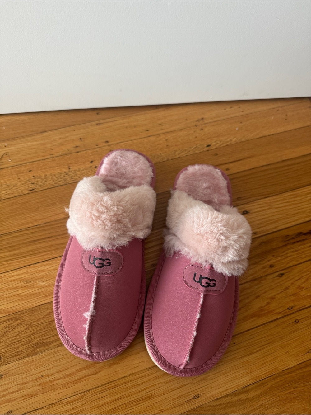 UGG Dusty Pink Plush Shearling Mule Slippers